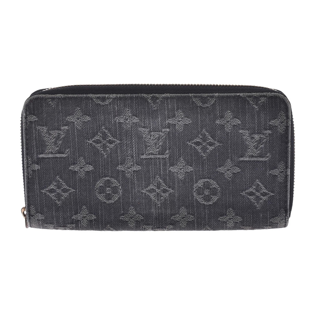 LOUIS VUITTON Monogram Denim Zippy Wallet Black Long